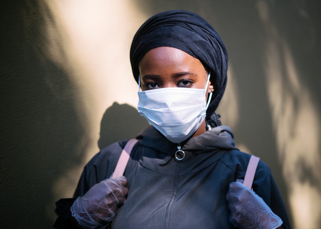 Lady with coronavirus mask