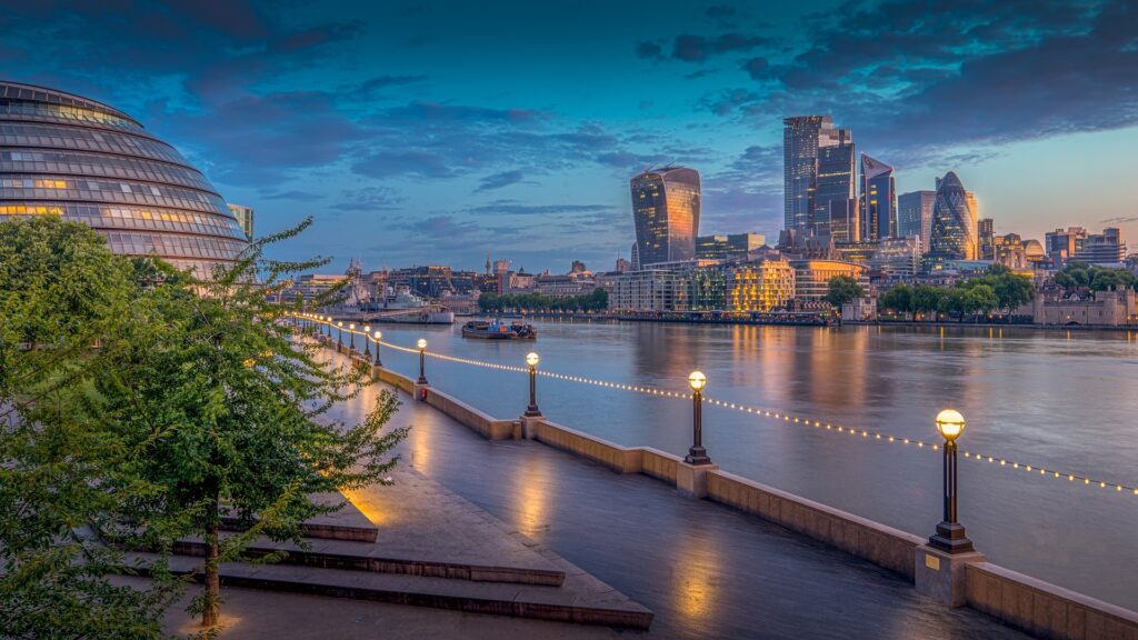 London cityscape view across the Thames