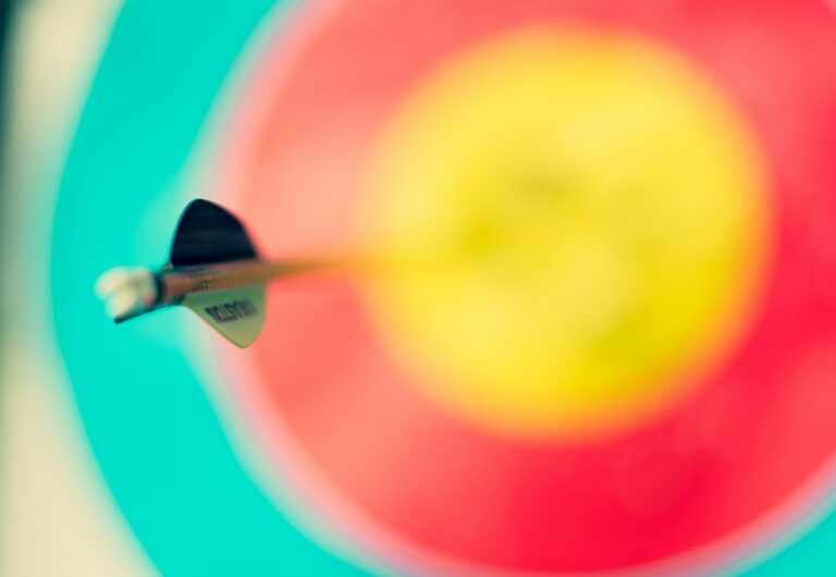 Arrow in a target. Placed in the yellow bullseye.