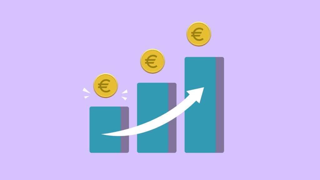 Rising bar chart with Euro symbols