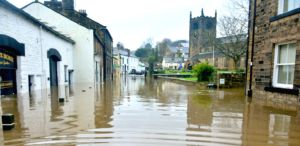 Flooded street in a UK town